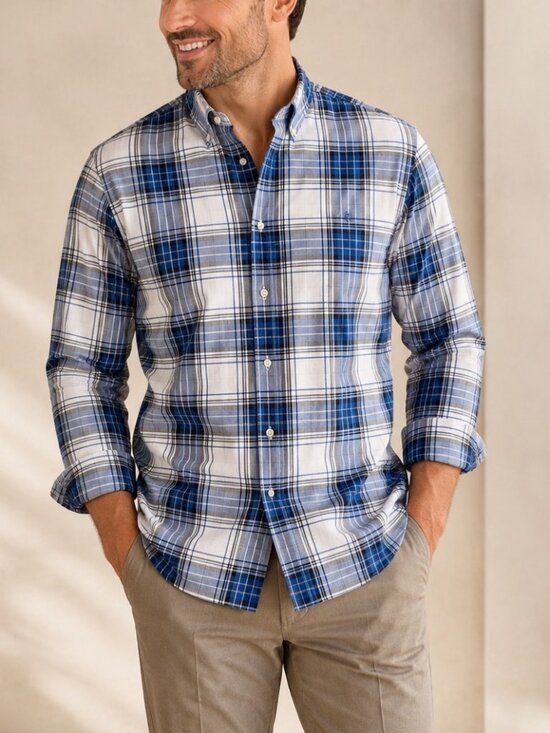 Chaps Other - NWT Chaps Men's Blue Plaid Button Front Shirt Long Sleeve Casual Cotton